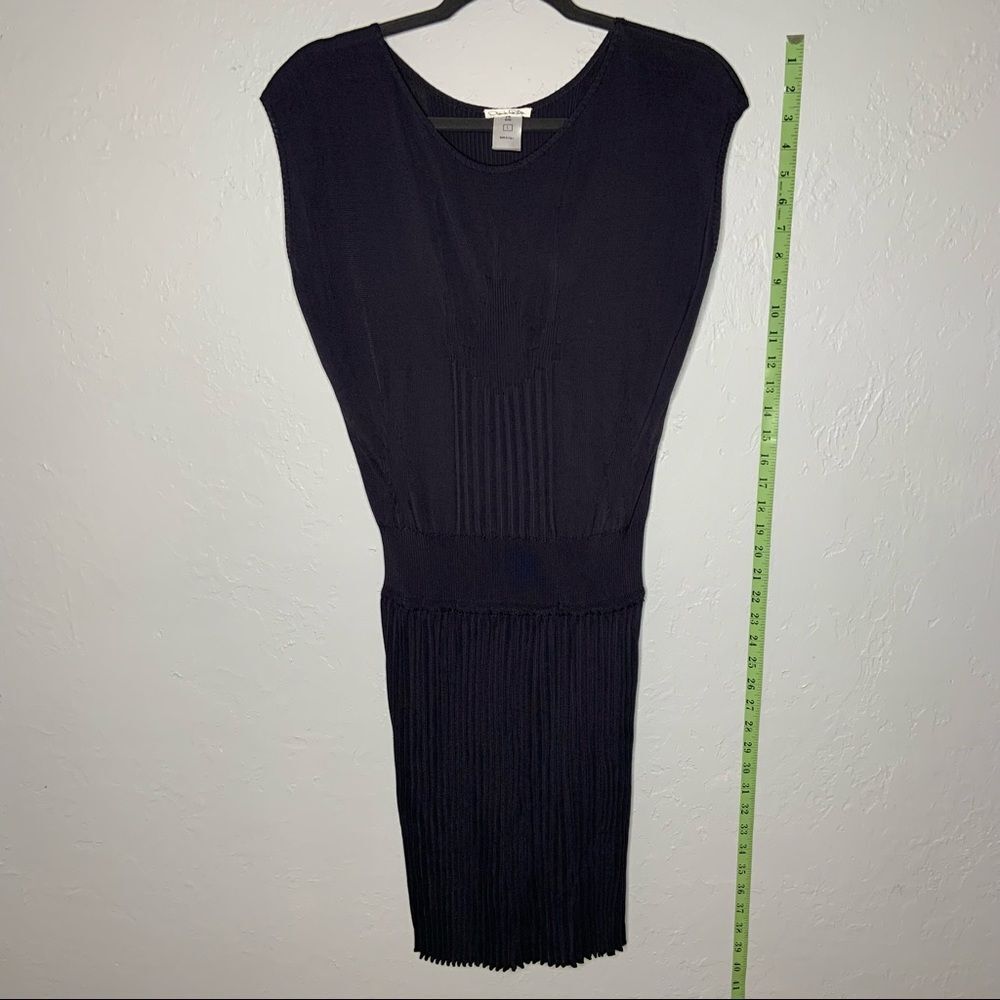 Sz Large Oscar De La Renta Navy Drop Waist Dress